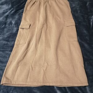 Stylish Brown Midi Skirt with Pockets